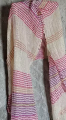 Long Scarf Sparkle And Stripes Womens Accessories 7'X23 Orange Raspberry Silver  • $12.34