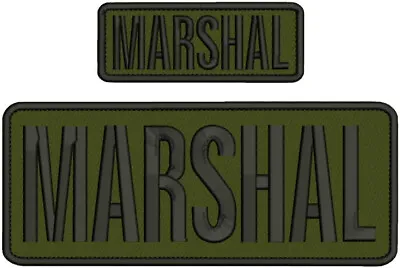 Marshal Embroidery Patch 4x10 And 2x5 Hook On Back Od Green / Black • $16.75