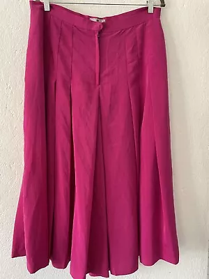 Vintage Wide Leg Palazzo High Waist Cropped Pants Pleated Fuschia Size 34 • $30