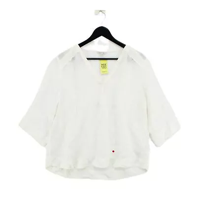 Monsoon Women's Top M White 100% Linen Long Sleeve V-Neck Basic • £13.80