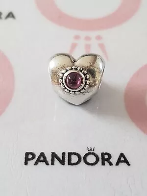 Genuine Pandora Silver Heart With Pink Beaded CZ Stones Charm 925 ALE. • £12