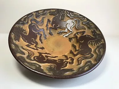 Michael Andersen Denmark 9  Brown Ceramic Bowl Embossed Horses  Marked • $169