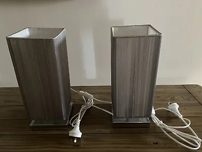 PAIR Of NEW Silver Thread Bedside Table DESIGNER MODERN LAMPS In Excellent Cond • $45