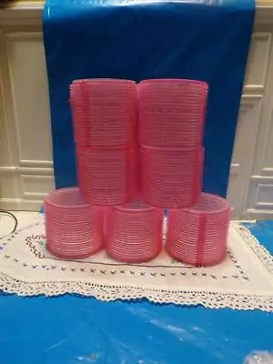 Vintage Plastic Hair Rollers / Curlers Pink Lot Of 7 -Ex. Large 2.5  Diameter • $2.99