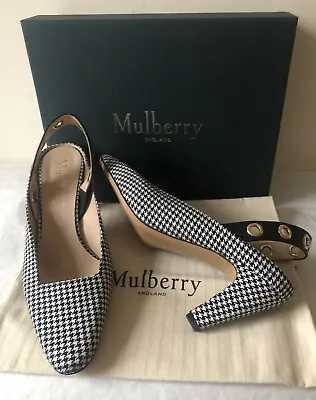 Mulberry Christy Eyelet Mini Houndstooth Slingback Shoes EU39 Italy RRP£495 BNIB • £269