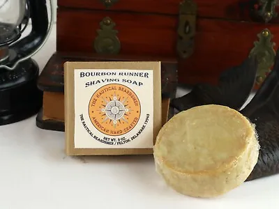 Shaving Soap Disk 3oz Nautical Beardsmens Bourbon Runner Handmade Natural Soap • $8.05