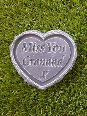 Miss You Grandad-  STONE/CONCRETE Heart Memorial Plaque Garden Grave  • £6.90