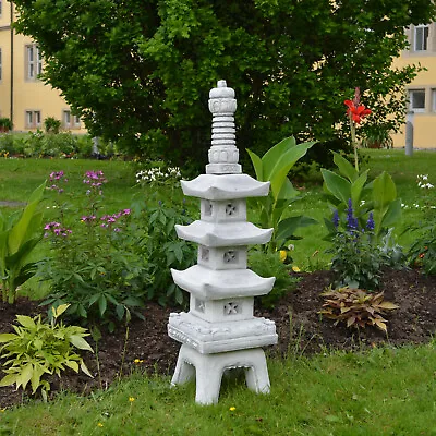 Very Large Solid Pagoda Japanese Stone Lantern Oki Gata Cast Frost Resistant • £160.43