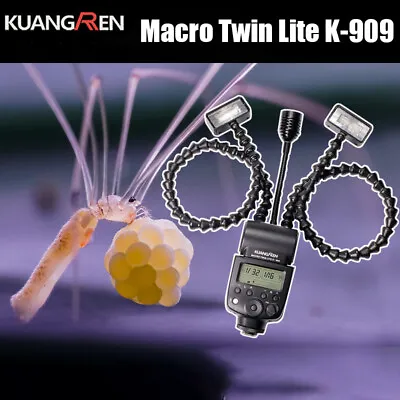 KUANGREN Macro Twin Lite K-909 Speedlite Dual Head Flash W/ 3.5W Focusing Light • $243