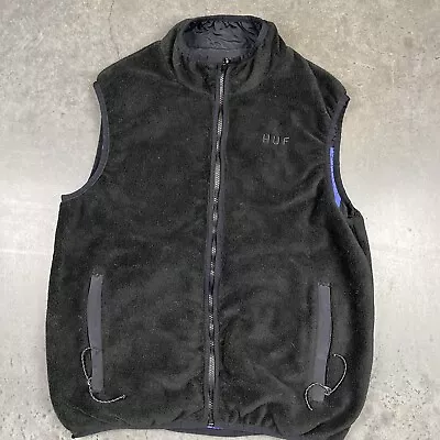 Huff Vest Mens Medium Purple/Black Reversible Full Zip Fleece Preowned • $19.99