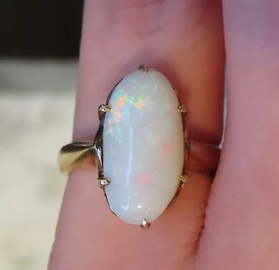 14k Antique Vintage Huge Unique Genuine Opal Art Deco Victorian Claw Ring Rare • $350