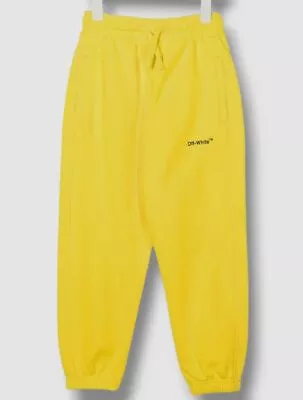 $345 Off-White Boy's Yellow Cotton Logo Monster Arrow Sweatpants Size 10 • $110.38