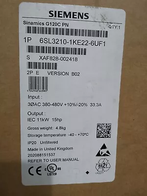 NEW SIEMENS 6SL3210-1KE22-6UF1 6SL3210-1KE22-6UF1 U3 1year Warranty NEU IN BOX • $950