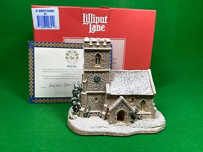 Lilliput Lane St. Joseph's Church 641 The Christmas Collection 1993 Box & Deeds • £15