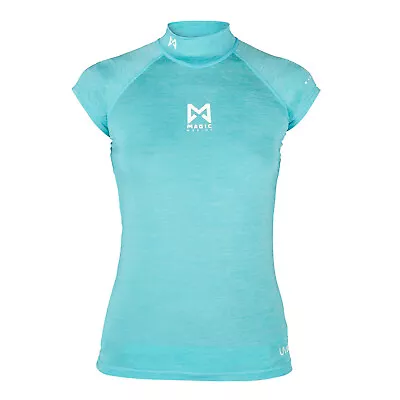 2023 Magic Marine Womens Cube Short Sleeve Rashvest - Blue Melee MM081012 • £36.99