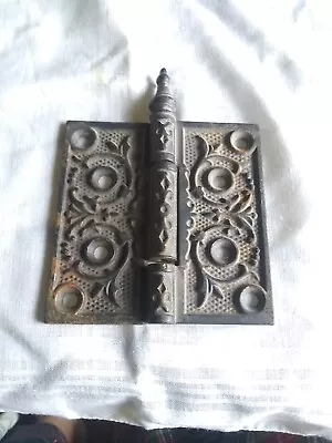 Old Door  4  X 5 1/4   Vintage  Steeple Top Pin Cast Iron Hinges • $18