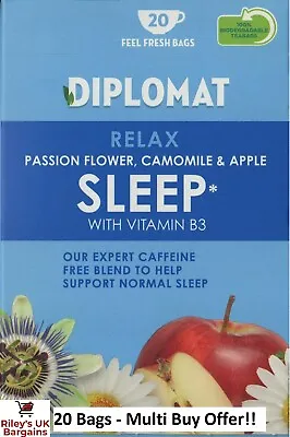 £4.19 • Buy 20 SLEEP Tea Bags Relax Passion Flower Camomile Apple Vitamin B3 Herbal Infusion