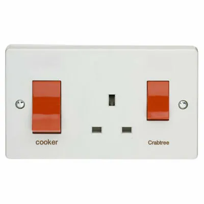 £14.40 • Buy Crabtree 4521/1 Cooker Control Unit With Socket 2 Gang 45 Amp
