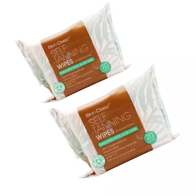 2X20 Pack Skin Deep Self-Tanning Wipes Enriched With Aloe Vera • £14