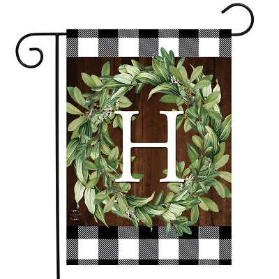 Wreath Monogram H Garden Flag • $9.86