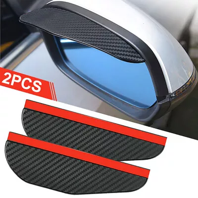 UK Carbon Fiber Black Car SUV Rear View Side Mirror Rain Visor Guard Accessories • £4.75