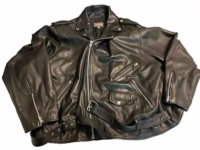 Vintage 90's Wilsons Leather Motorcycle Biker Jacket Mens 3XL Punk Metal • $160