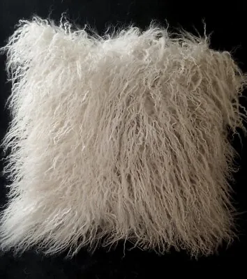 100% Real Mongolian Lamb Tibetan Fur Pillow Down Feather Interior 18x18'' Ombre • $44.99