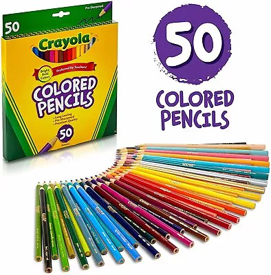 Crayola Colored Pencils Art Tools 50 Count Perfect For Art Projects And Adult • £10.99