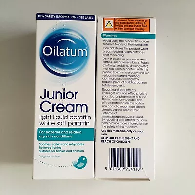 2x Oilatum Junior Cream Soothing Dry Itchy Skin Emollient Eczema Rehydrates 150g • £10