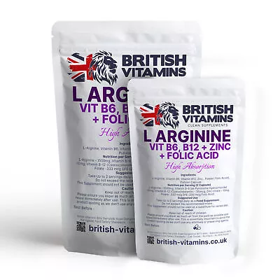 £19.99 • Buy L Arginine Amino Acid B12 B6 Zinc 1500mg Nitric Oxide Proteins