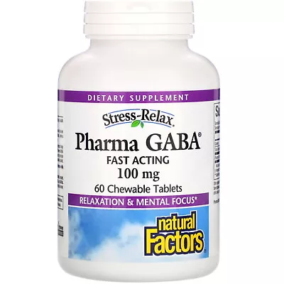 Natural Factors Stress-Relax® Pharma GABA 100 Mg 60 Chewable Tablets • $27.99