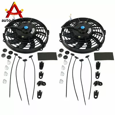 Universal Slim Fan Push Pull Electric Radiator Cooling 12V Mount 9  Inch 2 PCS • $37.97