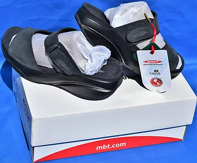 MBT Tabia Women's Slide Sandals Black Nubuck Leather - New/Box - Sz 36 • $99.99