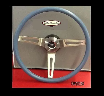 Camaro Chevelle Nova 3 Spoke Comfort Grip Steering Wheel Kit Blue 15  • $239.95