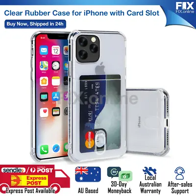 $7.99 • Buy Transparent Clear Card Holder Case Cover For IPhone 6s 7 8 Plus XS 12 13 Pro Max