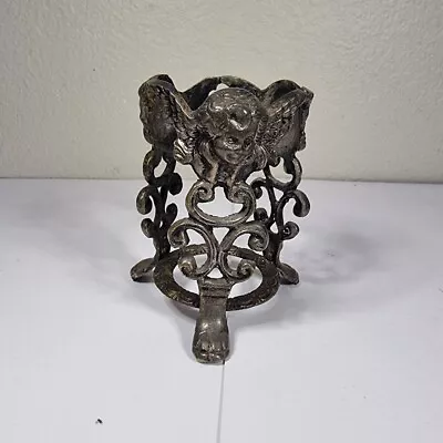Vintage Metal Candle Stand/Vase With Carved Angels • $25