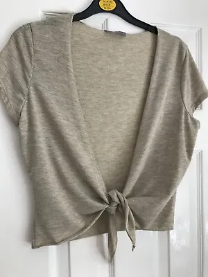 £5 • Buy Ladies Size 12 Tie Wrap Over Short Sleeve Shrug Cardigan Sand Beige Per Una