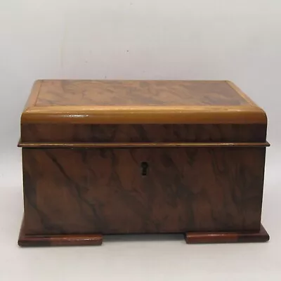 Vintage Walnut Wood Storage Box Keepsake Box Hinged Lid 24cm • £29.95