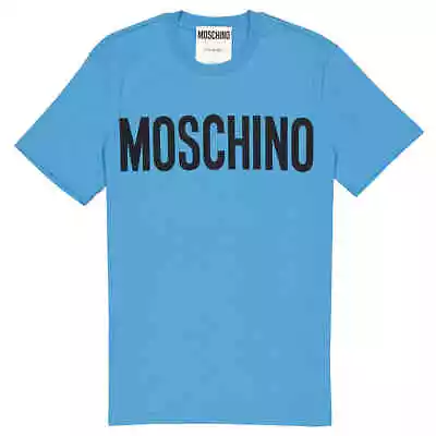 Moschino Men's Blue Logo Print Cotton Jersey T-Shirt • $97.65