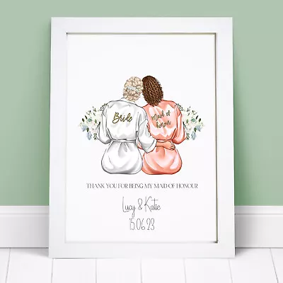 Personalised Thank You Maid Of Honour Bridesmaid Print From Bride Wall Art Gift • £28.49