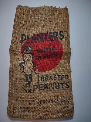 Vintage  PLANTERS Salted In-Shell Roasted Peanuts  1 Lb 8 Oz  Empty Burlap Bag • £9.50