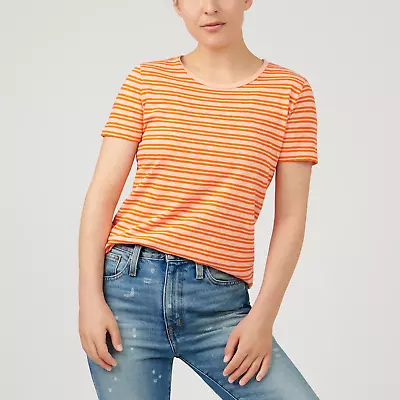NWT J. Crew Size Small S Painter Slub Fitted T-Shirt Stripe Top Orange Tee  • $19.99