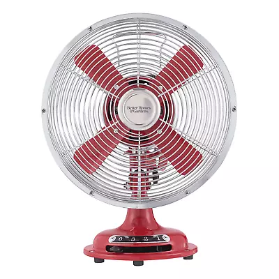 New 8 Inch Retro 3-Speed Metal Tilted-Head Oscillation Table Fan Red • $21.51