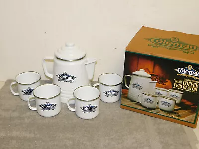 NOS NEW Coleman  The Sunshine Of The Night  Coffee Percolator W/ Four Mug Set • $75