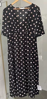 ASOS Black And Beige Polka Dot Maxi Maternity Dress Size 16 • $0.99