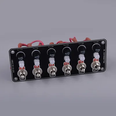 6 Gang Metal Rocker Switch Panel Circuit Breaker Fuse Box For Car Marine Boat • $27.89