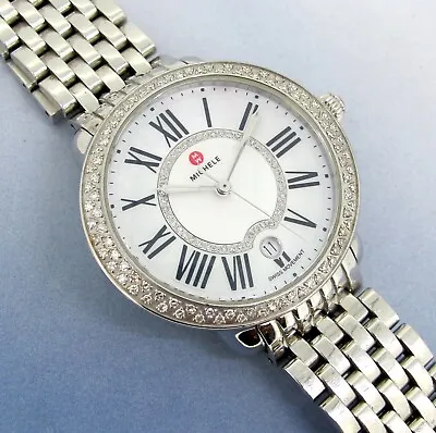 Michele Serein MOP Dial Diamond Bezel Stainless Steel Quartz Ladies Watch 36 MM • $1092.50