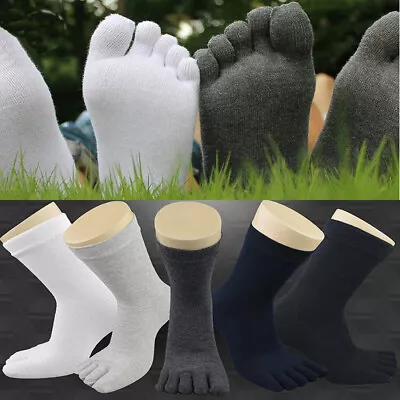 5 Pack Men Cotton Blend Five Finger Toe Socks Set Casual Sport Ankle Crew Casual • £3.68