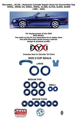 Mercedes SL500 SL320 500SL Convertible Top Hydraulic Cylinder Repair Seals..R129 • $43