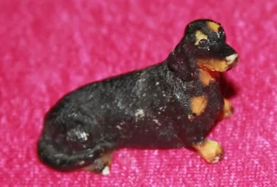 Tiny Vintage Long Haired Dachshund Figure • £12.50